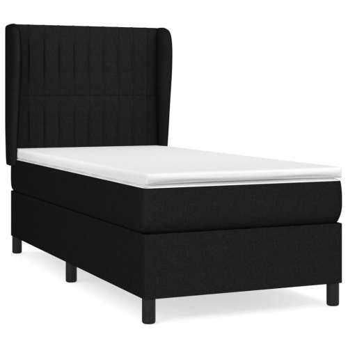 Krevet s oprugama i madracem crni 100 x 200 cm od tkanine - Crna 100 x 200 cm Okomite pruge Cijena