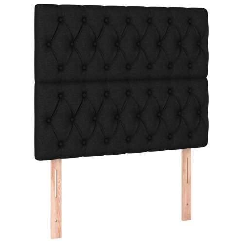 Krevet s oprugama i madracem crni 100 x 200 cm od tkanine - Crna 100 x 200 cm Dizajn s gumbima Cijena