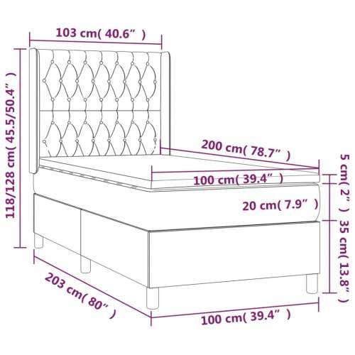 Krevet s oprugama i madracem crni 100 x 200 cm od tkanine - Crna 100 x 200 cm Dizajn s gumbima Cijena