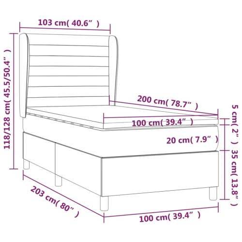 Krevet s oprugama i madracem crni 100 x 200 cm od tkanine - Crna 100 x 200 cm vodoravne pruge Cijena