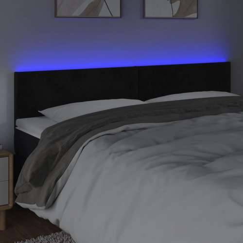 LED uzglavlje crno 160x5x78/88 cm baršunasto - Crna 160 x 5 x 78/88 cm 1 Cijena