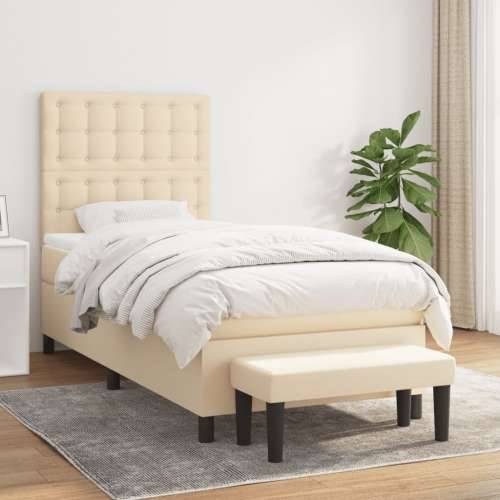Krevet s oprugama i madracem krem 90 x 200 cm od tkanine - Krema 90 x 200 cm gumbi Cijena