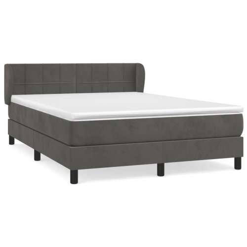 Krevet s oprugama i madracem tamnosivi 140x190 cm baršunasti - Tamno siva 140 x 190 cm Blok s kvadratima Cijena