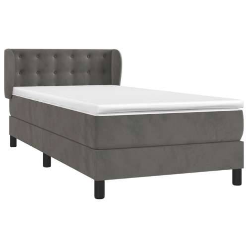 Box spring krevet s madracem tamnosivi 100x200 cm baršunasti - Tamno siva 100 x 200 cm gumbi Cijena