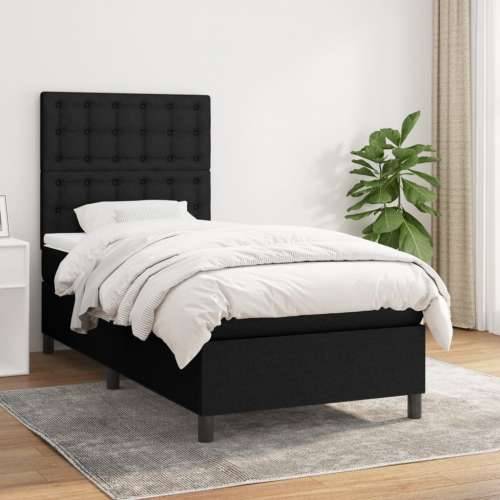 Krevet s oprugama i madracem crni 100 x 200 cm od tkanine - Crna 100 x 200 cm gumbi Cijena
