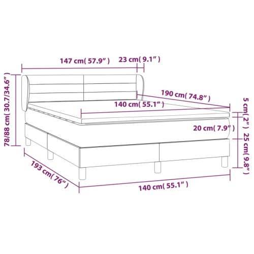 Krevet s oprugama i madracem tamnosivi 140x190 cm baršunasti - Tamno siva 140 x 190 cm vodoravne pruge Cijena