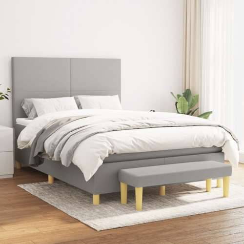 Krevet box spring s madracem svjetlosivi 140x200 cm od tkanine - Svjetlosiva 140 x 200 cm Gladak dizajn Cijena