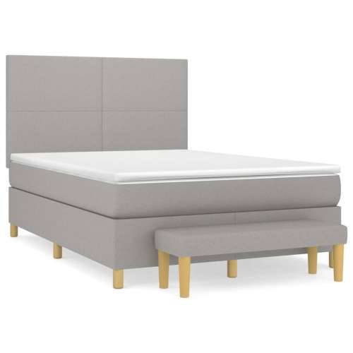 Krevet box spring s madracem svjetlosivi 140x200 cm od tkanine - Svjetlosiva 140 x 200 cm Gladak dizajn Cijena