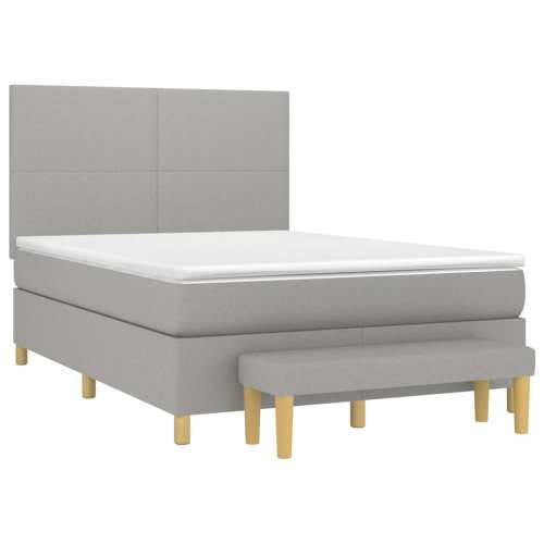 Krevet box spring s madracem svjetlosivi 140x200 cm od tkanine - Svjetlosiva 140 x 200 cm Gladak dizajn Cijena