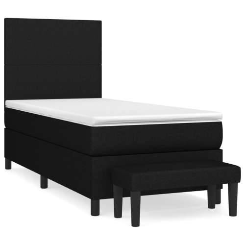 Krevet s oprugama i madracem crni 100 x 200 cm od tkanine - Crna 100 x 200 cm Gladak dizajn Cijena
