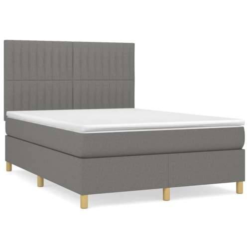 Krevet s oprugama i madracem tamnosivi 140x190 cm od tkanine - Tamno siva 140 x 190 cm Okomite pruge Cijena