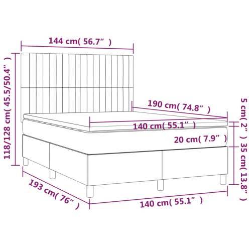 Krevet s oprugama i madracem tamnosivi 140x190 cm od tkanine - Tamno siva 140 x 190 cm Okomite pruge Cijena