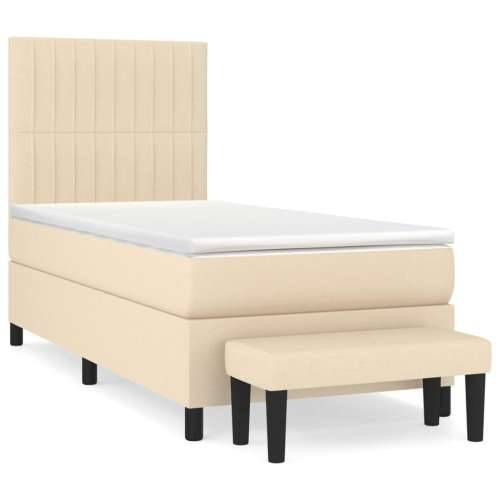 Okvir kreveta s oprugama i madrac krem 80x200 cm od tkanine - Krema 80 x 200 cm Okomite pruge Cijena