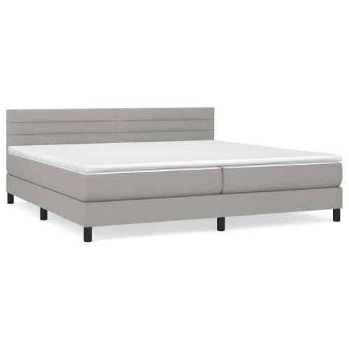 Krevet s oprugama i madracem svjetlosivi 200 x 200cm od tkanine - Svjetlosiva 200 x 200 cm vodoravne pruge Cijena