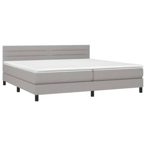 Krevet s oprugama i madracem svjetlosivi 200 x 200cm od tkanine - Svjetlosiva 200 x 200 cm vodoravne pruge Cijena