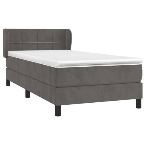 Box spring krevet s madracem tamnosivi 100x200 cm baršunasti - Tamno siva 100 x 200 cm Blok s kvadratima Cijena