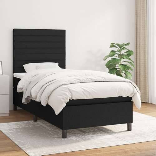 Krevet s oprugama i madracem crni 100 x 200 cm od tkanine - Crna 100 x 200 cm vodoravne pruge Cijena