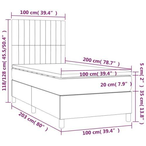 Krevet s oprugama i madracem crni 100 x 200 cm od tkanine - Crna 100 x 200 cm Okomite pruge Cijena