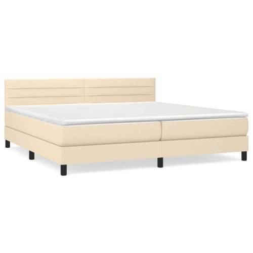 Krevet s oprugama i madracem krem 200 x 200 cm od tkanine - Krema 200 x 200 cm vodoravne pruge Cijena