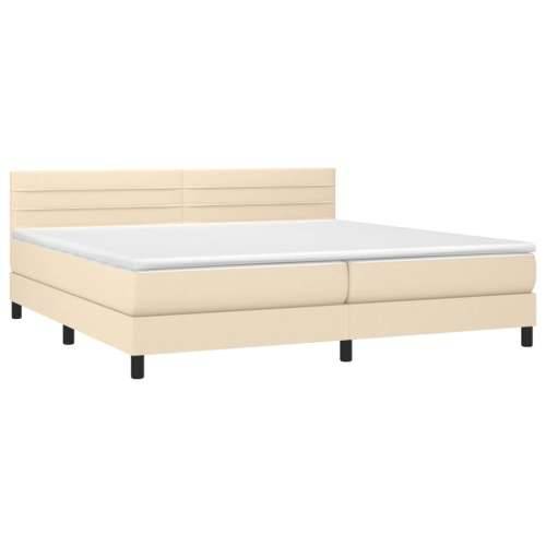 Krevet s oprugama i madracem krem 200 x 200 cm od tkanine - Krema 200 x 200 cm vodoravne pruge Cijena