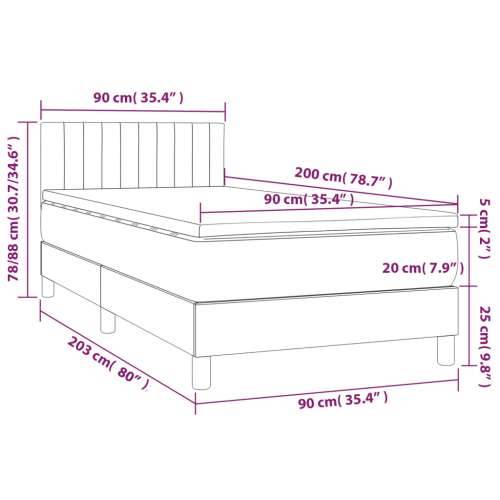Krevet s oprugama i madracem plavi 90 x 200 cm od tkanine - Plava 90 x 200 cm Okomite pruge Cijena