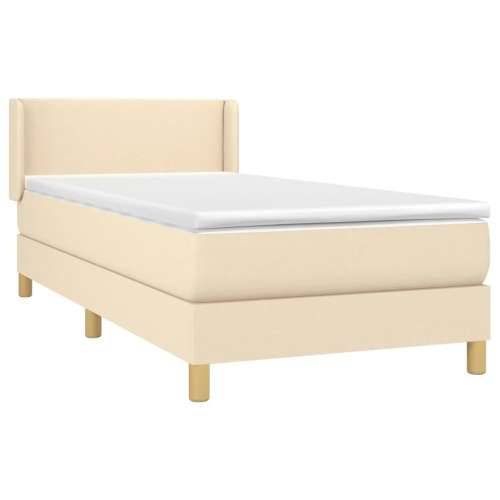 Krevet s oprugama i madracem krem 90 x 200 cm od tkanine - Krema 90 x 200 cm Gladak dizajn Cijena
