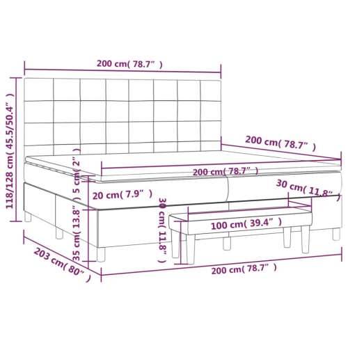 Krevet s oprugama i madracem plavi 200 x 200 cm od tkanine - Plava 200 x 200 cm Blok s kvadratima Cijena