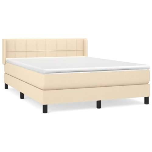 Krevet s oprugama i madracem krem 140 x 190 cm od tkanine Krema 140 x 190 cm Blok s kvadratima Cijena