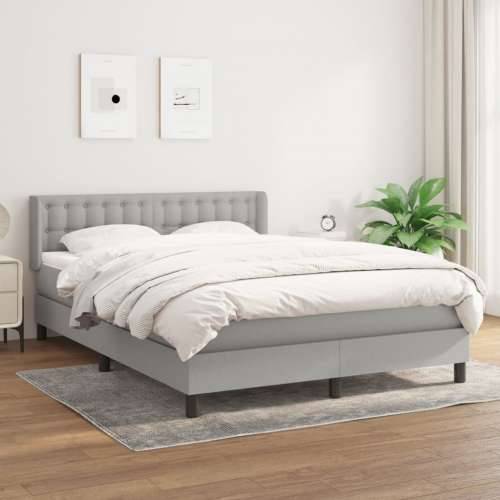 Krevet s oprugama i madracem svjetlosivi 140x190 cm od tkanine - Svjetlosiva 140 x 190 cm gumbi Cijena
