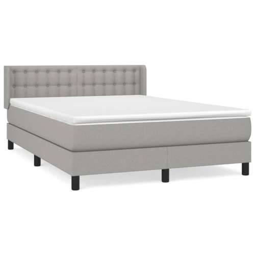 Krevet s oprugama i madracem svjetlosivi 140x190 cm od tkanine - Svjetlosiva 140 x 190 cm gumbi Cijena