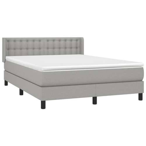 Krevet s oprugama i madracem svjetlosivi 140x190 cm od tkanine - Svjetlosiva 140 x 190 cm gumbi Cijena