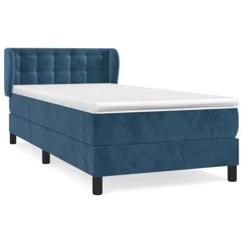Box spring krevet s madracem tamnoplavi 90x200 cm baršunasti - Tamno plava 90 x 200 cm gumbi Cijena
