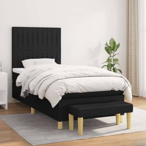 Krevet s oprugama i madracem crni 100 x 200 cm od tkanine - Crna 100 x 200 cm Okomite pruge Cijena