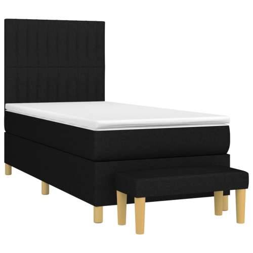 Krevet s oprugama i madracem crni 100 x 200 cm od tkanine - Crna 100 x 200 cm Okomite pruge Cijena