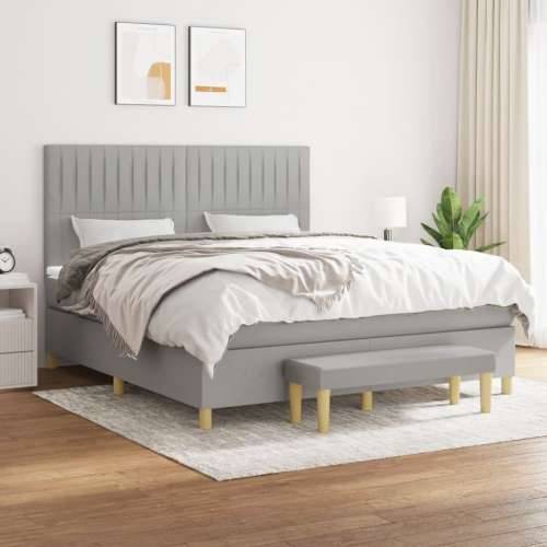 Krevet box spring s madracem svjetlosiva 160x200 cm tkanina - Svjetlosiva 160 x 200 cm Okomite pruge Cijena