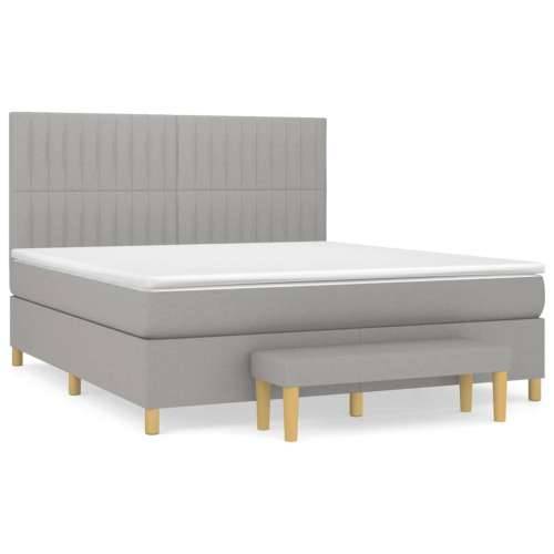 Krevet box spring s madracem svjetlosiva 160x200 cm tkanina - Svjetlosiva 160 x 200 cm Okomite pruge Cijena