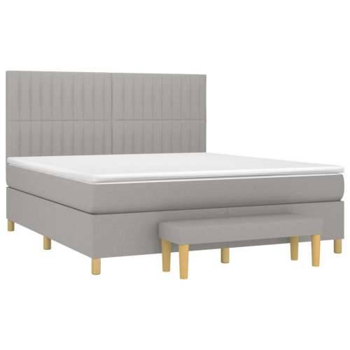 Krevet box spring s madracem svjetlosiva 160x200 cm tkanina - Svjetlosiva 160 x 200 cm Okomite pruge Cijena