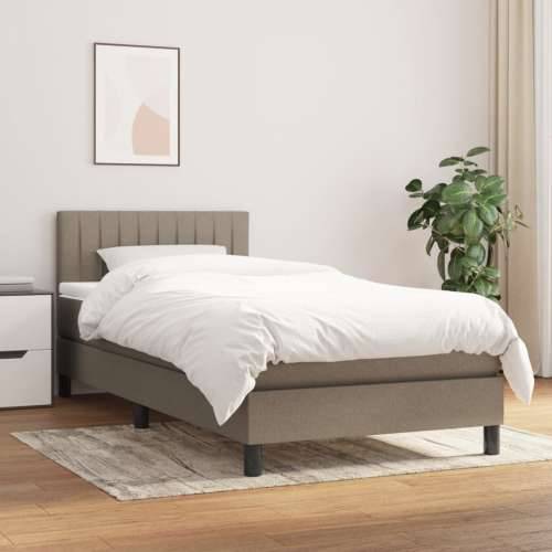 Krevet s oprugama i madracem smeđesivi 100 x 200 cm od tkanine