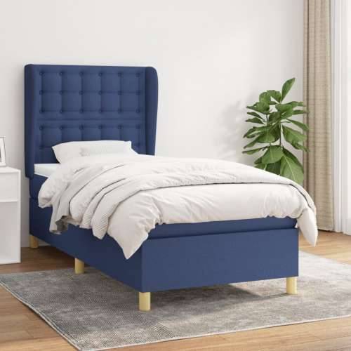 Krevet s oprugama i madracem plavi 90 x 200 cm od tkanine - Plava 90 x 200 cm gumbi Cijena