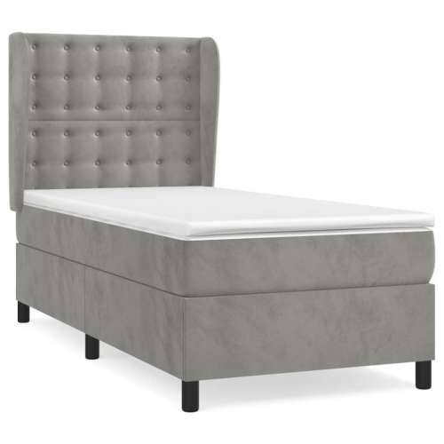 Box spring krevet s madracem svjetlosivi 100x200 cm baršunasti - Svjetlosiva 100 x 200 cm gumbi Cijena