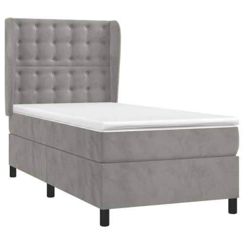 Box spring krevet s madracem svjetlosivi 100x200 cm baršunasti - Svjetlosiva 100 x 200 cm gumbi Cijena