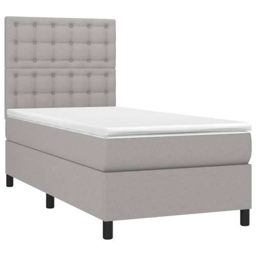 Box spring krevet s madracem svjetlosivi 90x190 cm od tkanine Svjetlosiva 90 x 190 cm gumbi Cijena