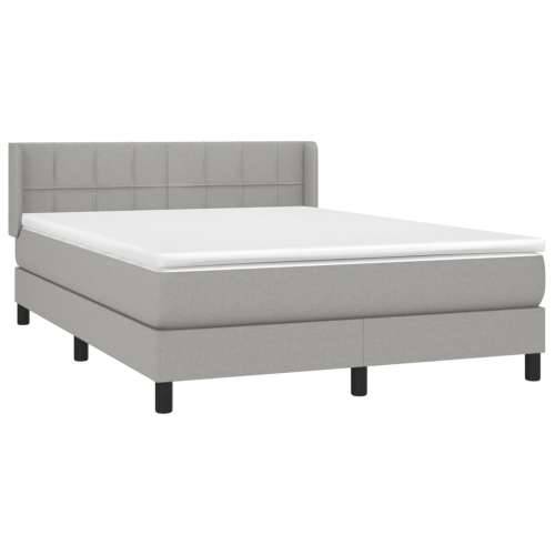 Krevet s oprugama i madracem svjetlosivi 140x190 cm od tkanine - Svjetlosiva 140 x 190 cm Blok s kvadratima Cijena