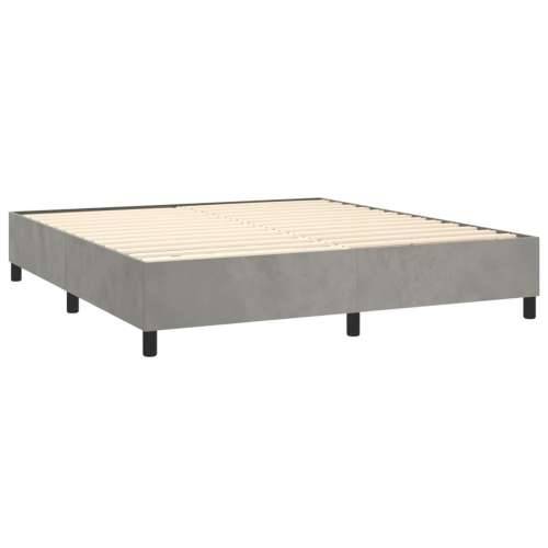 Krevet s oprugama i madracem svjetlosivi 160x200 cm baršunasti - Svjetlosiva 160 x 200 cm Blok s kvadratima Cijena