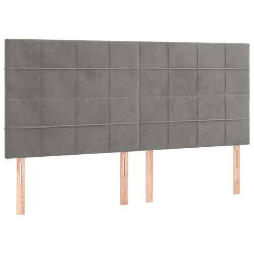 Krevet s oprugama i madracem svjetlosivi 160x200 cm baršunasti - Svjetlosiva 160 x 200 cm Blok s kvadratima Cijena