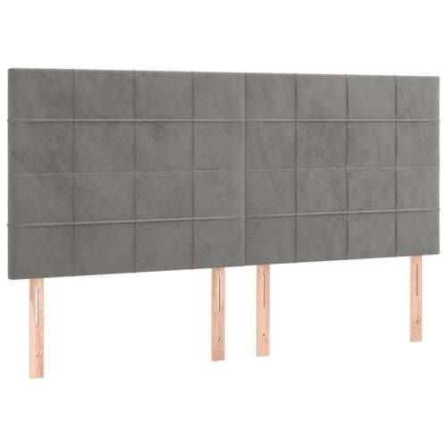 Krevet s oprugama i madracem svjetlosivi 160x200 cm baršunasti - Svjetlosiva 160 x 200 cm Blok s kvadratima Cijena