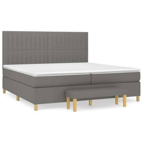 Krevet s oprugama i madracem tamnosivi 200 x 200 cm od tkanine - Tamno siva 200 x 200 cm Okomite pruge Cijena