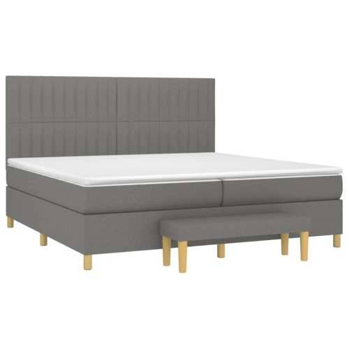 Krevet s oprugama i madracem tamnosivi 200 x 200 cm od tkanine - Tamno siva 200 x 200 cm Okomite pruge Cijena