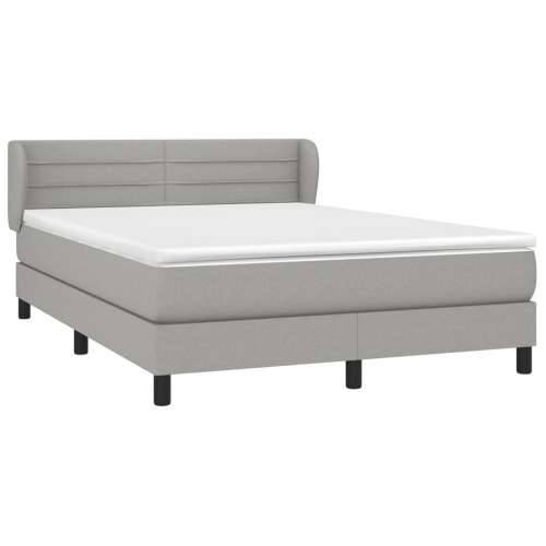 Krevet s oprugama i madracem svjetlosivi 140x190 cm od tkanine - Svjetlosiva 140 x 190 cm vodoravne pruge Cijena