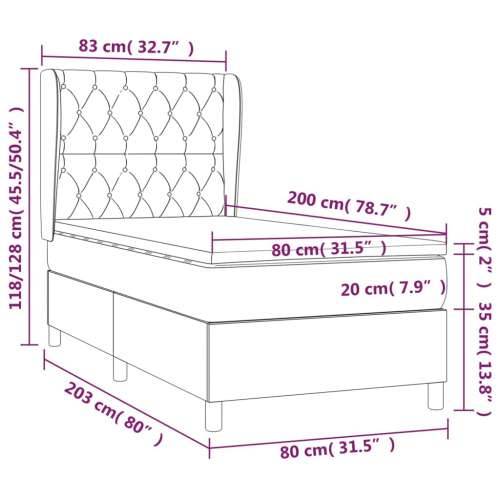 Okvir kreveta s oprugama i madrac tamnosivi 80x200cm od tkanine - Tamno siva 80 x 200 cm Dizajn s gumbima Cijena
